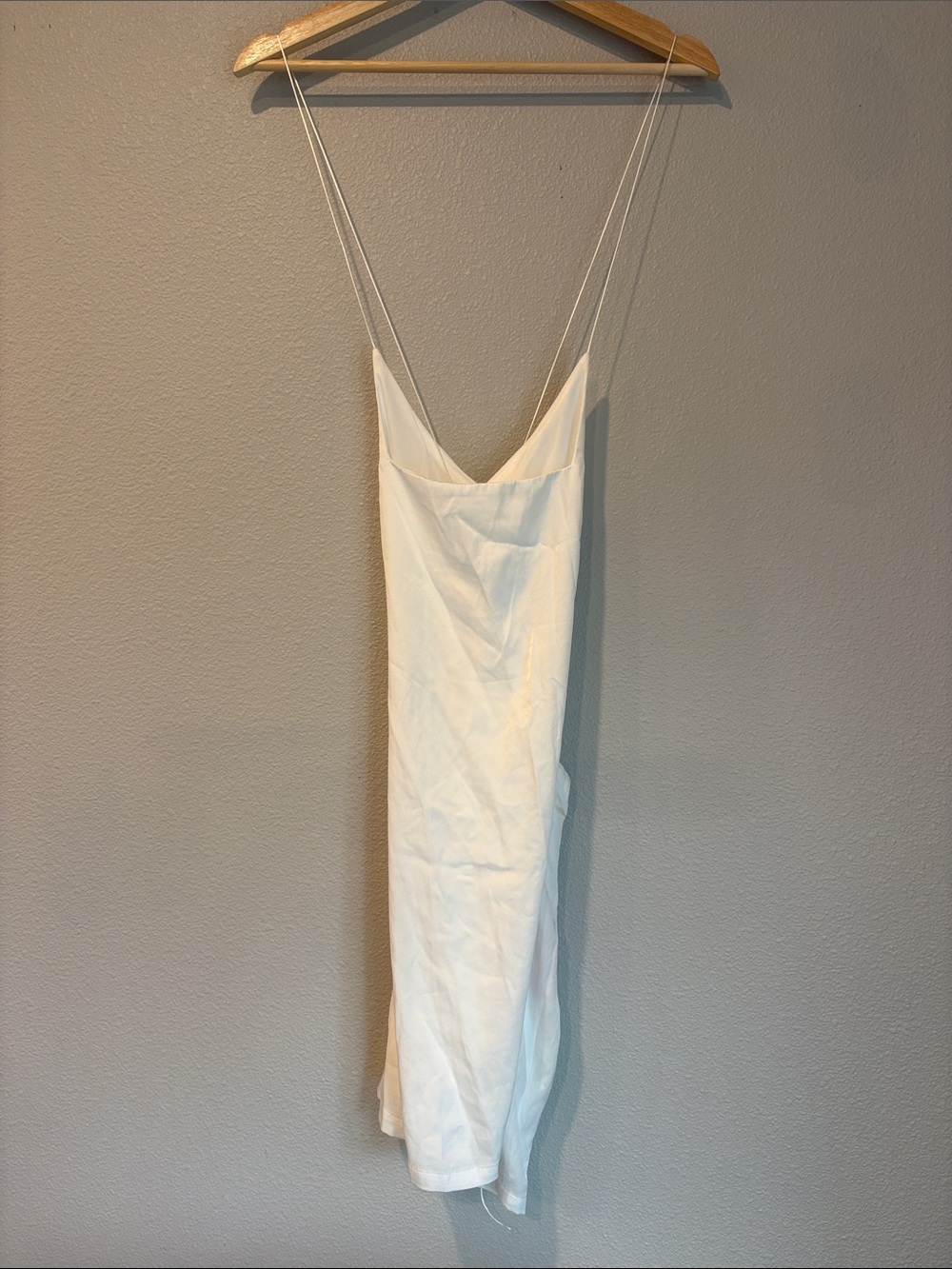 Minimalist White Midi Slip Dress with Spaghetti Straps NWT